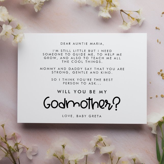 Cute modern Will you be my Godmother card (Creator Uploaded)