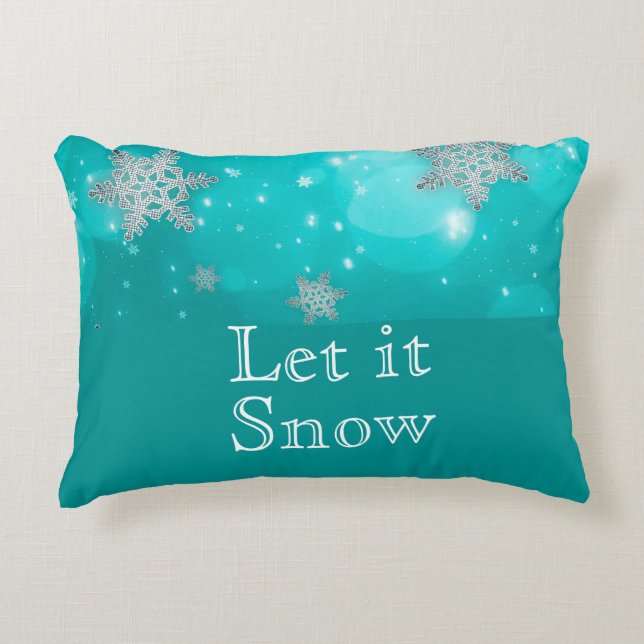 Cute Modern Winter Snowflakes Blue Accent Pillow (Front)