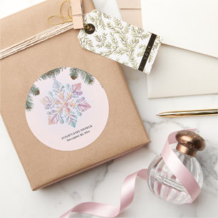 Cute Modern Winter Snowflakes Cute Baby Shower Classic Round Sticker