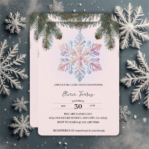 Cute Modern Winter Snowflakes Cute Baby Shower Invitation