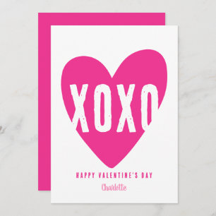 Cute Modern XOXO Heart Personalized Valentine's Holiday Card