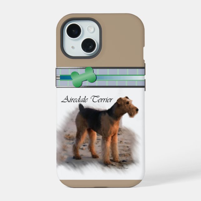 Cute Moderne Airedale Terrier Dog Art (Verso)