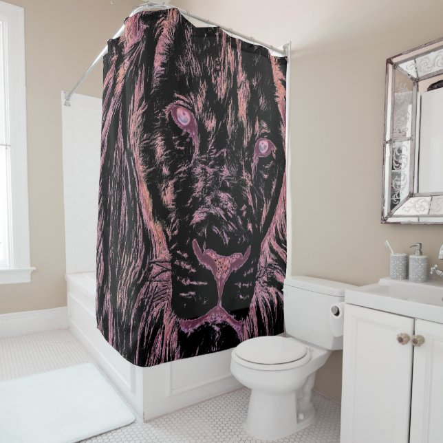 Cute moderne Lion rideau de douche coloré (En situation)