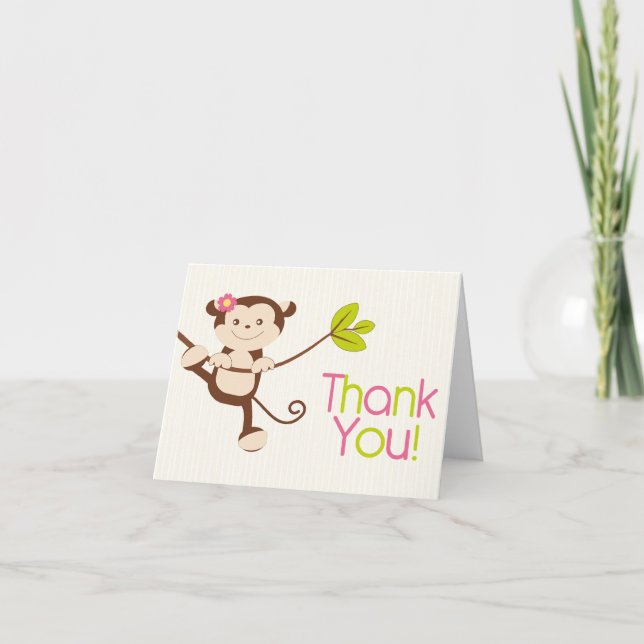 Cute moderne Singe Carte de remerciements d'annive (Devant)