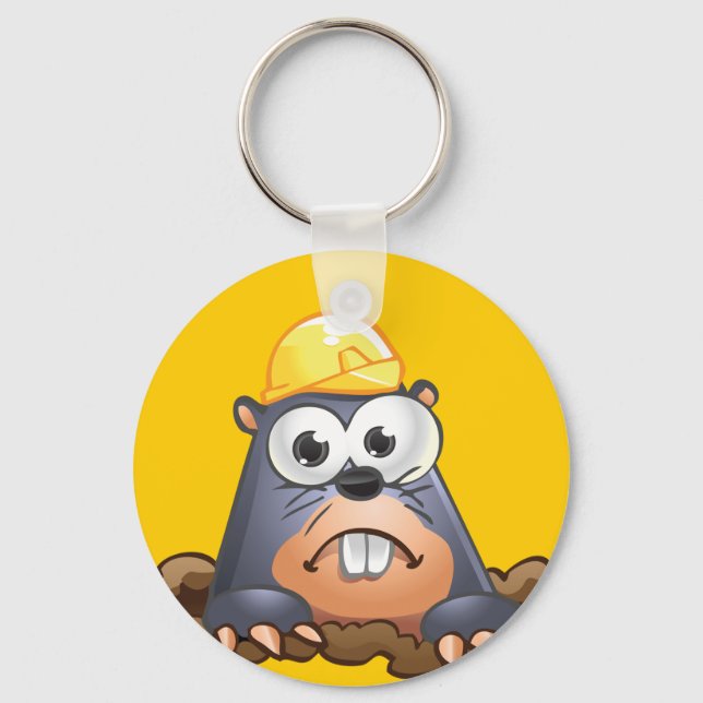 Cute Mole Digging Cartoon Keychain (Front)
