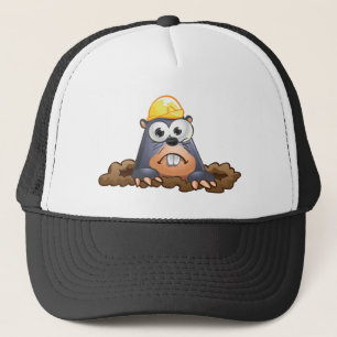 Cute Mole Digging Cartoon Trucker Hat
