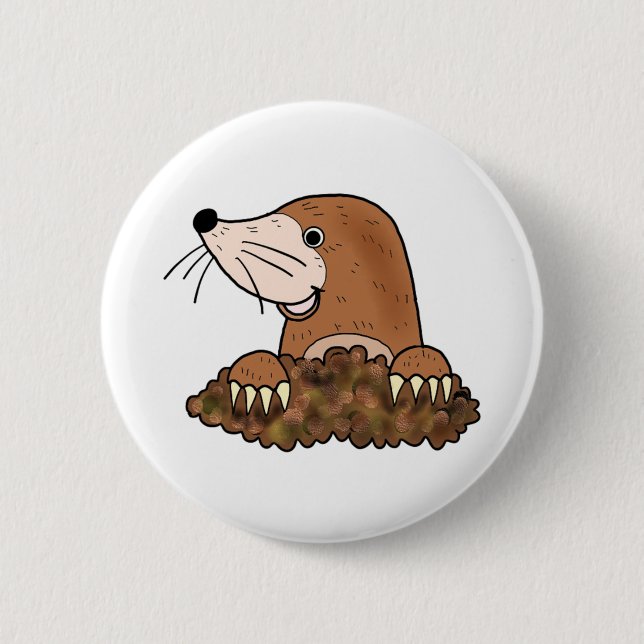 Cute mole funny small animal cartoon art 2 inch round button (Front)