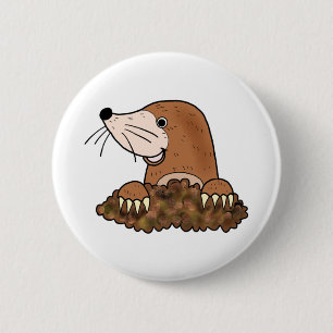 Cute mole funny small animal cartoon art 2 inch round button