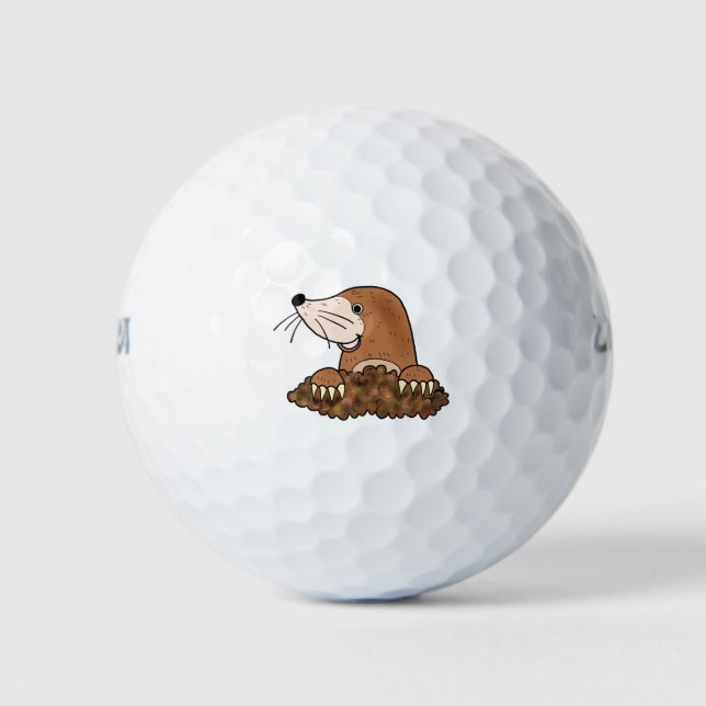 Cute mole funny small animal cartoon art golf balls (Front)