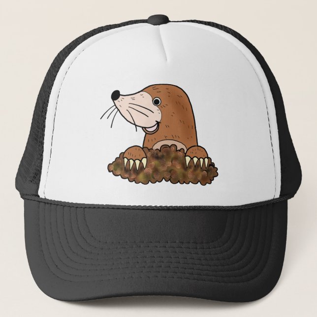 Cute mole funny small animal cartoon art trucker hat (Front)