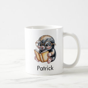 Cute Mole Reading a Book Custom Coffee Mug