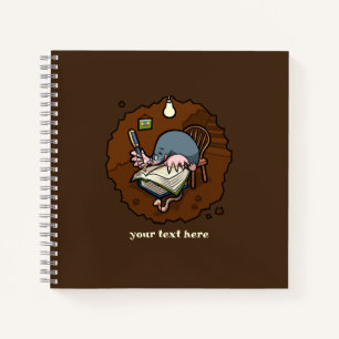 Cute Mole Writer Add Your Text Burrow Cartoon Notebook