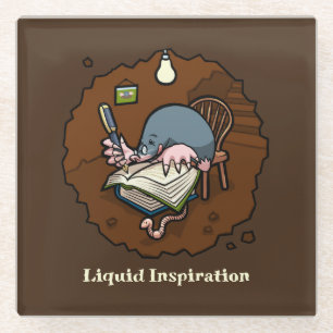 Cute Mole Writer Liquid Inspiration Burrow Cartoon Glass Coaster