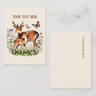 Cute Mom and baby deer add your message Card