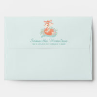 Cute Mom and Baby Fox Blue Shower Invitation
