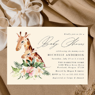 Cute Mom and Baby Giraffe Baby Shower Invitation