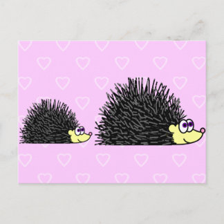 Cute Mom and Baby Hedgehog Postcard