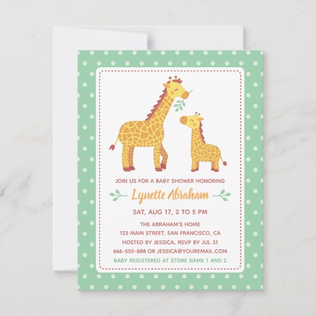 Cute Mom and Child Giraffe Baby Shower Invitation (Front)