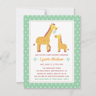 Cute Mom and Child Giraffe Baby Shower Invitation
