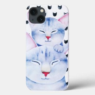 Cute Mom Baby Cat Love Watercolor iPhone 13 Case