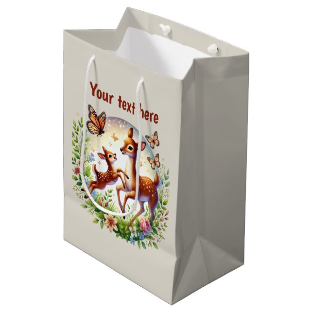 Cute Mom baby customizable deer Medium Gift Bag (Front Angled)