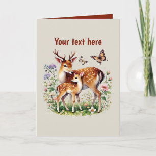 Cute Mom baby deer customizable  Card