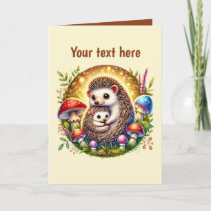 Cute Mom baby hedgehog customizable  Card