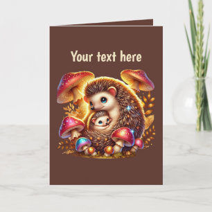 Cute Mom baby hedgehog customizable  Card