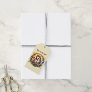 Cute Mom baby hedgehog customizable Gift Tags