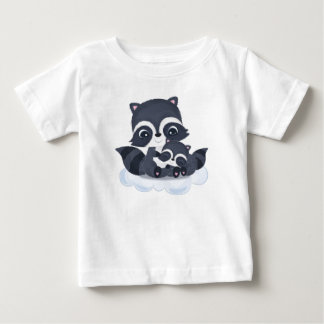 Cute Mom & Baby Raccoons Cartoon T-Shirt