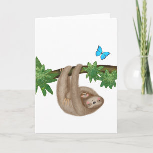 Cute mom & baby sloth blank card