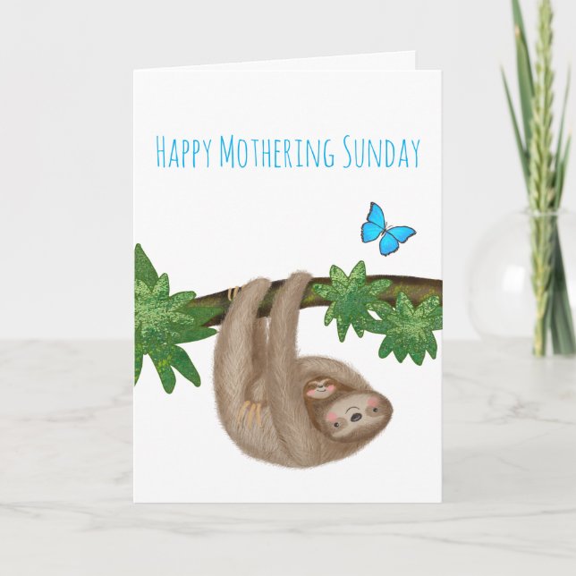 Cute mom & baby sloth Mothering Sunday card (Front)