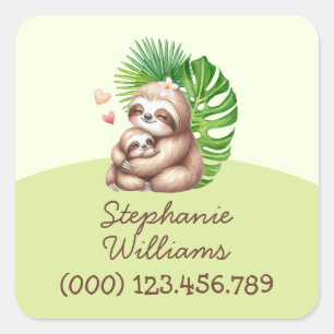Cute Mom & Baby Sloth Property Sticker