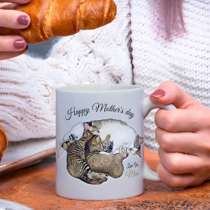 Cute Mom Cat Nursing her little kittens custom  Coffee Mug