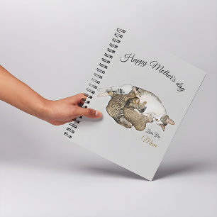 Cute Mom Cat Nursing her little kittens Notebook