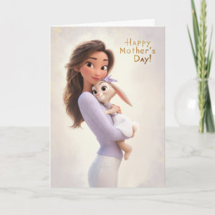 Cute Mom Cuddling Baby Bunny Happy Mother’s Day Card