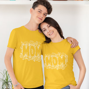 Cute mom for ever l White graphic and floral T-Shirt