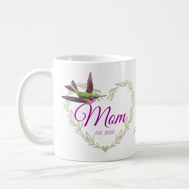 Cute Mom Heart Hummingbird  Coffee Mug (Left)
