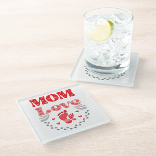 Cute Mom Love Glass Coaster