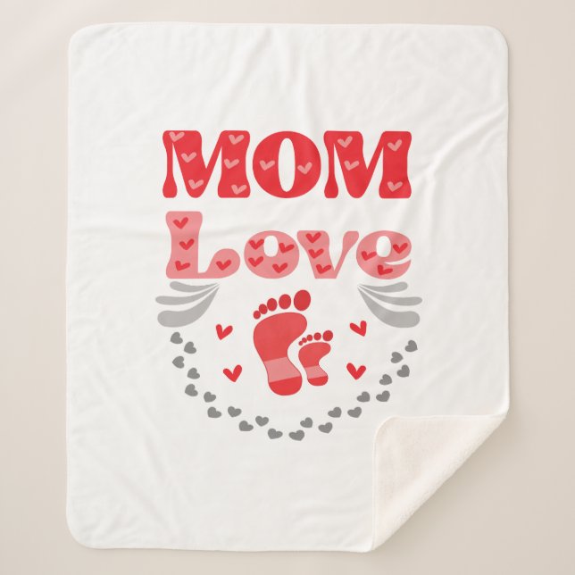 Cute Mom Love Sherpa Blanket (Front)