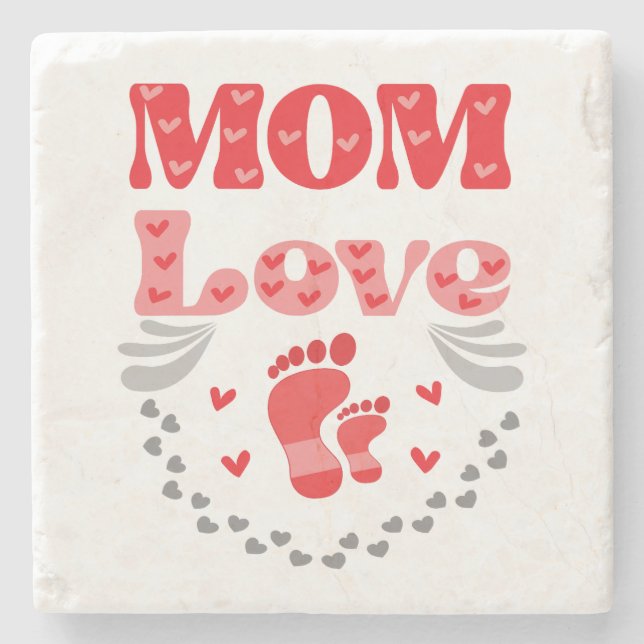 Cute Mom Love Stone Coaster (Front)