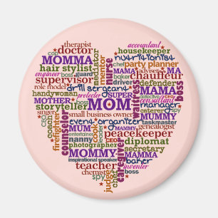 Cute Mom Mother's Day Word Art Heart Magnet