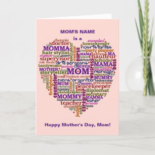 Cute Mom Mother's Day Word Art Heart Personalized Card