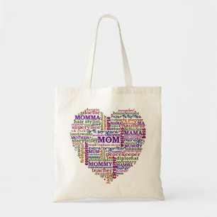 Cute Mom Mother's Day Word Art Heart Tote Bag