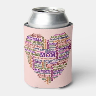 Cute Mom Mother's Day Word Art Heart Typography Can Cooler