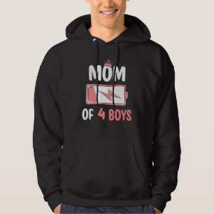 Cute Mom Of 4 Sons Low Battery Mommy Mother s Day Hoodie