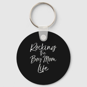 Cute Mom Of Boys Gift From Sons Rocking The Life T Keychain