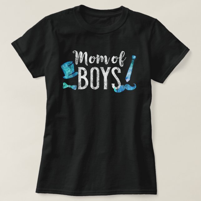 Cute Mom of Boys Little Man Mother's Day T-Shirt (Design Front)