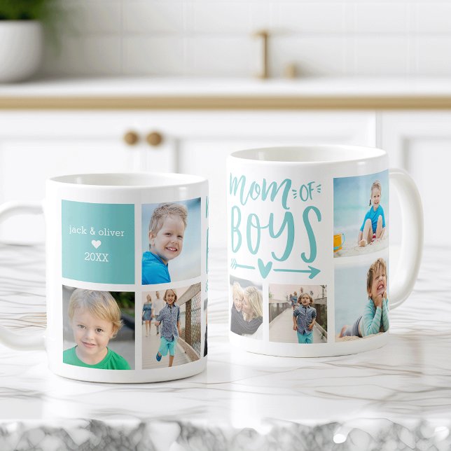 Cute Mom of Boys Photo Collage Coffee Mug (Creator Uploaded)