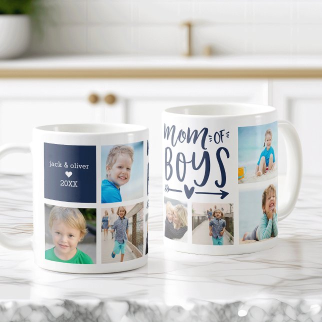 Cute Mom of Boys Photo Collage Coffee Mug (Creator Uploaded)